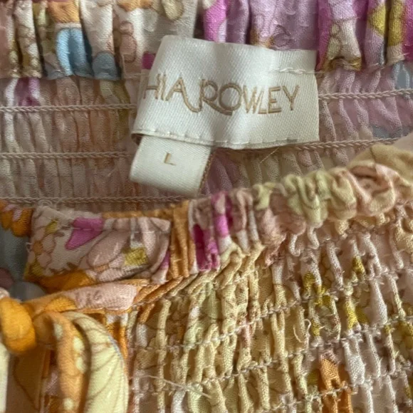 Cynthia Rowley Pink and Yellow Maxi Skirt Smocked A-line Resort Wear - Picture 3 of 3